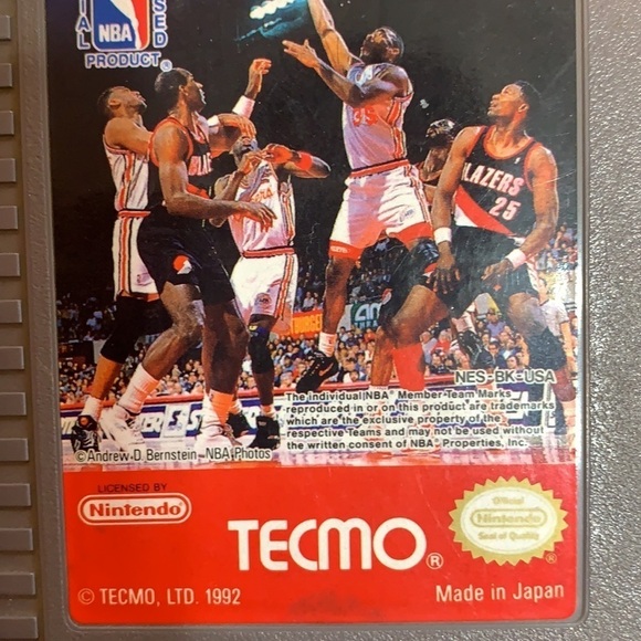 Vintage 1992 Nintendo Tecmo NBA basketball cassette game made Japan - Picture 2 of 7
